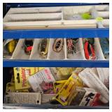 Steel Tackle Box filled with Lures and Daredevils with yard Game