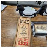 Box of Home Décor, Fillet Knife and Decoys