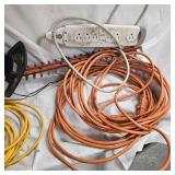 Lot of 3 Extension Cords and Hedge Trimmer