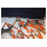 Set of 13 Assorted Metal Spring Clamps with Orange Handles