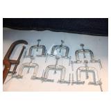 Lot of 8 Metal C-Clamps Assorted Sizes