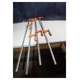 Set of 4 Jorgensen Steel Bar Clamps 36 Inch with Wooden Handles