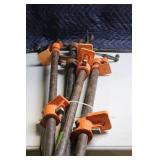 Set of 4 Heavy Duty Pipe Clamps with Orange Jaws