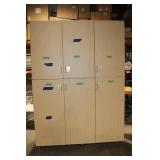 Large 6-Door Wood Storage Cabinet on Wheels with Shelves