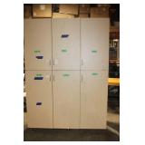 Large 6-Door Wood Storage Cabinet on Wheels with Shelves