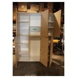 Large 6-Door Wood Storage Cabinet on Wheels with Shelves