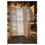 Large 6-Door Wood Storage Cabinet on Wheels with Shelves