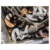 Lot of (1 Tote) Lifting Cables and Hooks (assorted)