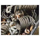 Lot of (1 Tote) Lifting Cables and Hooks (assorted)