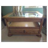 Oak Coffee Table w/ Inlaid Glass Oak Coffee Table w/ Inlaid Glass