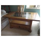 Oak Coffee Table w/ Inlaid Glass Oak Coffee Table w/ Inlaid Glass