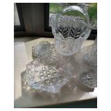Cut Crystal & Glass Dishes, Ice Bucket, Ash Trays, Etc