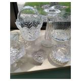 Cut Crystal & Glass Dishes, Ice Bucket, Ash Trays, Etc
