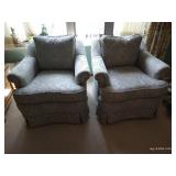 Beautiful Teal & Cream Upholstered Rocking/Swivel Chairs