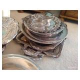 Large, HEAVY Silver Plate Platters, Cake Stand, Ice Bucket & More Large, HEAVY Silver Plate Platters, Cake Stand, Ice Bucket & More