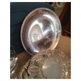 Large, HEAVY Silver Plate Platters, Cake Stand, Ice Bucket & More Large, HEAVY Silver Plate Platters, Cake Stand, Ice Bucket & More