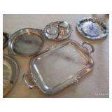 Large, HEAVY Silver Plate Platters, Cake Stand, Ice Bucket & More Large, HEAVY Silver Plate Platters, Cake Stand, Ice Bucket & More