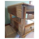 Oak Side Table w/Glass Top & Fold Down Leaves Oak Side Table w/Glass Top & Fold Down Leaves