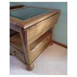 Oak Side Table w/Glass Top & Fold Down Leaves Oak Side Table w/Glass Top & Fold Down Leaves