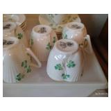 "Belleek" Shamrock Ireland Teacups, Ash Trays & Vase "Belleek" Shamrock Ireland Teacups, Ash Trays & Vase