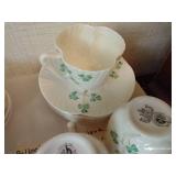 "Belleek" Shamrock Ireland Teacups, Ash Trays & Vase "Belleek" Shamrock Ireland Teacups, Ash Trays & Vase