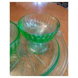 Green Uranium Depression Glass Dish & Dessert Cups Green Uranium Depression Glass Dish & Dessert Cups