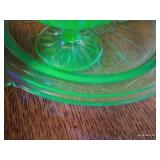 Green Uranium Depression Glass Dish & Dessert Cups Green Uranium Depression Glass Dish & Dessert Cups