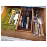 Drawer of Knives & Misc Kitchen Utensils