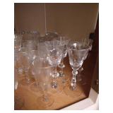 Cupboard of Glassware: Mini Crystal Glasses, Pink Hobnail, Etc
