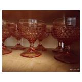 Cupboard of Glassware: Mini Crystal Glasses, Pink Hobnail, Etc
