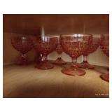 Cupboard of Glassware: Mini Crystal Glasses, Pink Hobnail, Etc