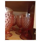 Cupboard of Glassware: Mini Crystal Glasses, Pink Hobnail, Etc