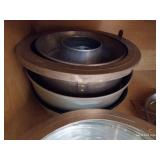 Cupboard of Jello & Cake Molds, Pie Pans, Bundt Pans, Pots & Pans
