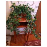 Small Wood Table & Artificial Plant