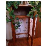 Small Wood Table & Artificial Plant