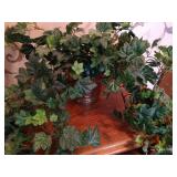 Small Wood Table & Artificial Plant