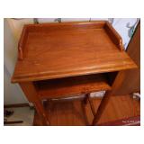 Small Wood Table & Artificial Plant