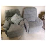 (2) Grey Swivel Rocker Recliners