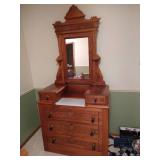Antique Wood Dresser w/Mirror & Marble Slab Top Antique Wood Dresser w/Mirror & Marble Slab Top