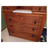 Antique Wood Dresser w/Mirror & Marble Slab Top Antique Wood Dresser w/Mirror & Marble Slab Top