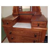 Antique Wood Dresser w/Mirror & Marble Slab Top Antique Wood Dresser w/Mirror & Marble Slab Top
