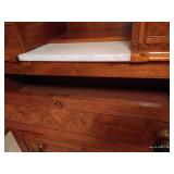 Antique Wood Dresser w/Mirror & Marble Slab Top Antique Wood Dresser w/Mirror & Marble Slab Top