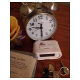 Misc. Table Top Lot of Decor: Pottery, Clocks, Mini Locks, Etc. Misc. Table Top Lot of Decor: Pottery, Clocks, Mini Locks, Etc.