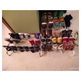 Three Shoe Racks w/ Shoes, Mostly Sz 7-7.5 Three Shoe Racks w/ Shoes, Mostly Sz 7-7.5