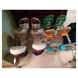 Three Shoe Racks w/ Shoes, Mostly Sz 7-7.5 Three Shoe Racks w/ Shoes, Mostly Sz 7-7.5