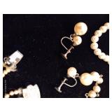 Vintage Pearl (?) Jewelry, One w/ Sterling Clasp Vintage Pearl (?) Jewelry, One w/ Sterling Clasp