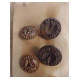 (3) Cards w/ Vintage Unmarked Buttons (3) Cards w/ Vintage Unmarked Buttons