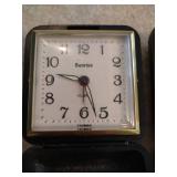 Two Vintage Small Travel Alarm Clocks- Work Two Vintage Small Travel Alarm Clocks- Work