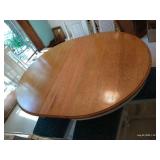 Vintage Pedestal Table w/ Casters, Six Chairs & Three Leaves Vintage Pedestal Table w/ Casters, Six Chairs & Three Leaves