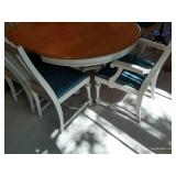 Vintage Pedestal Table w/ Casters, Six Chairs & Three Leaves Vintage Pedestal Table w/ Casters, Six Chairs & Three Leaves
